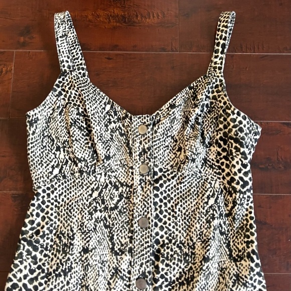 TOPSHOP Denim Snake Print Bodycon Dress Button Front Size 6 - Picture 4 of 12
